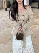 Sexy one-shoulder windproof coat